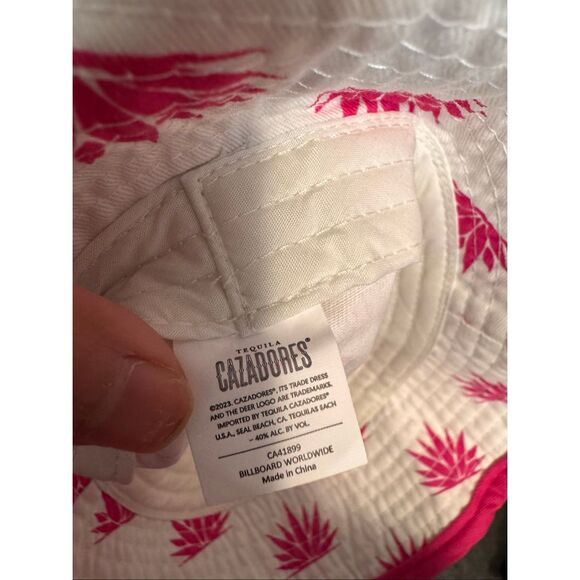 Tequila Cazadores Bucket Hat | White & Pink Agave Print Logo Promo Hat Unisex - Picture 5 of 5